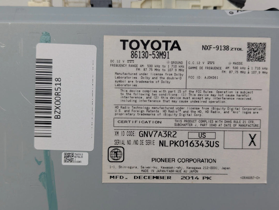15-16 Lexus IS200T IS250 IS300 IS350 XM HD CD Radio Gracenote Navigation P11010 OEM 86130-53M91 - product image