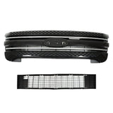 Black and Chrome Front Upper and Lower Grille Set for 2011-2015 Ford Explorer