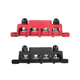 4 Post 12V 250A Power Distribution Bus Bar Pair Red and Black 3/8 Inch Studs