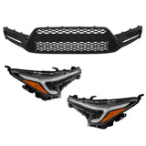 LED Headlight Pair and Front Lower Grille Set for 2023-2024 Toyota Corolla