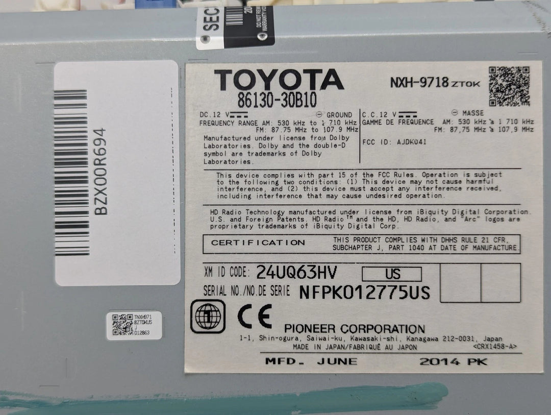 2013-2015 Lexus GS350 GS450H Gracenote Navigation XM HD Radio Media Receiver OEM 86130-30B10 - product image