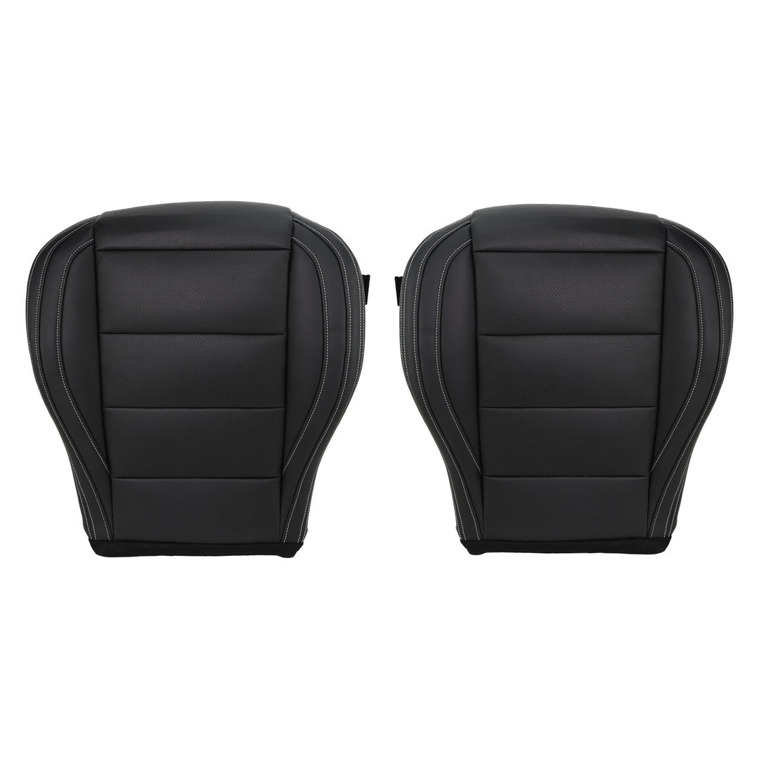 Black Leather Front Bottom Seat Cover Pair for 2015-2023 Ford Mustang