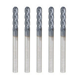 1/8 Inch 4 Flute Ball Nose Carbide End Mill 5 Pack 1-1/2 Inch OAL
