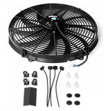 16 in Electric Radiator Fan 3000 CFM with Thermostat Wiring Relay Kit 12V