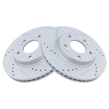 Front Drilled and Slotted Coated Brake Rotor Pair for Hyundai Elantra, Kona, Veloster and Kia Forte, Soul