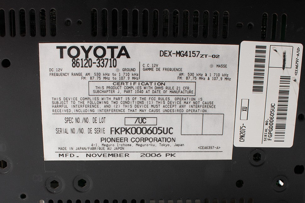 2007-09 Lexus ES350 OEM SAT MP3 6-Disc CD Radio 8612033710 P1808 - product image