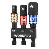 WORKPRO 3-Piece Impact Socket Adapter Set 1/4, 3/8 and 1/2 Inch