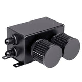 Dual Breather Baffled Oil Catch Can Reservoir 1.2L, Black Aluminum