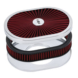Oval Air Cleaner 12 x 2 inch with Washable Red Filter for 5-1/8 inch Carburetor Neck AIT18R