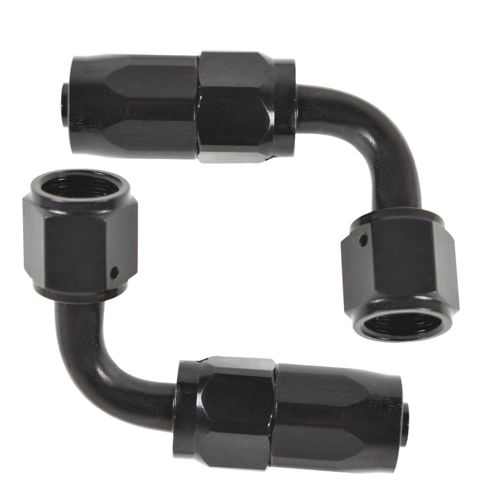 -6AN 90 Degree Swivel Hose End Fitting 2 Pack Black