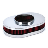 Oval Air Cleaner 12 x 2 inch with Washable Red Filter for 5-1/8 inch Carburetor Neck AIT18R