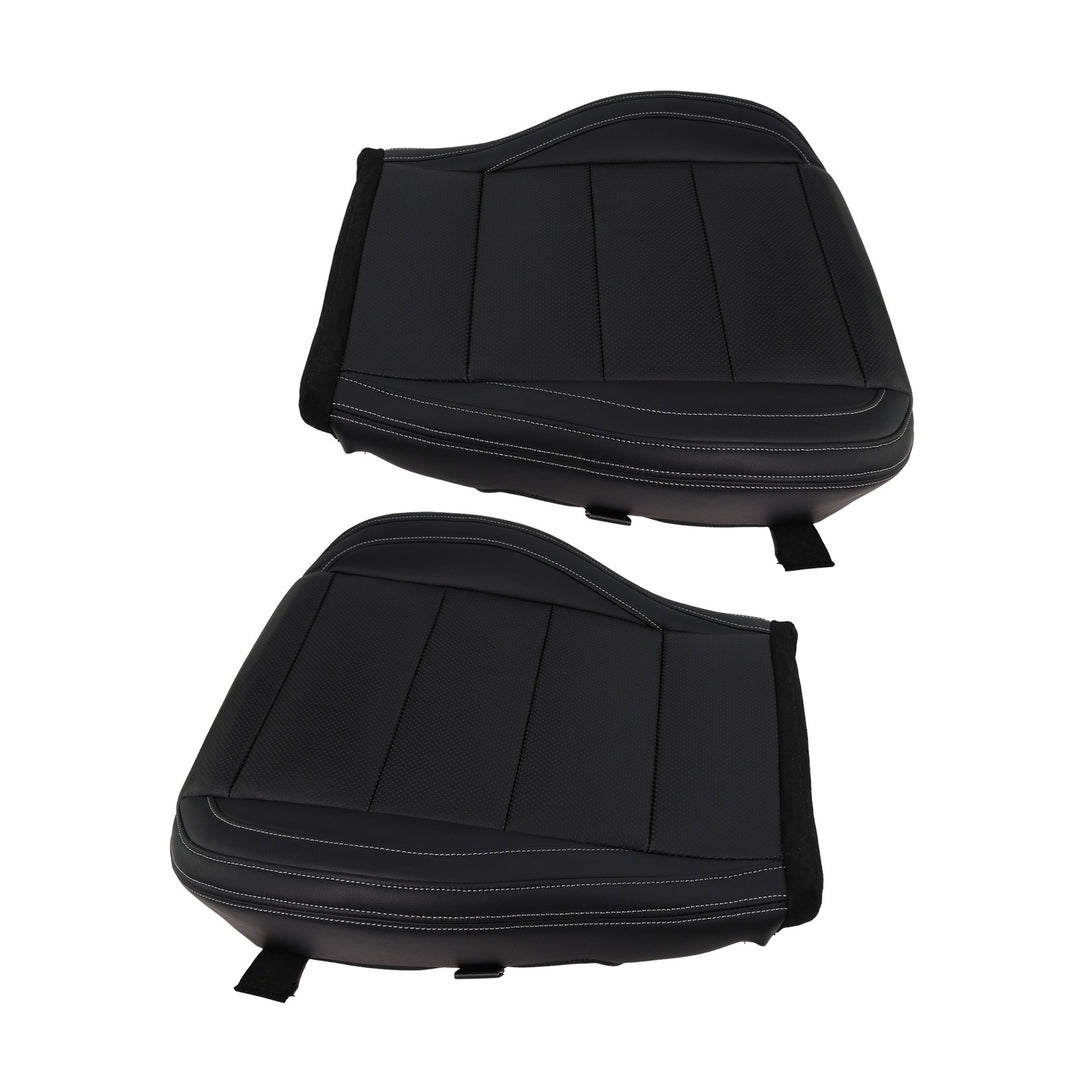 Black Leather Front Bottom Seat Cover Pair for 2015-2023 Ford Mustang