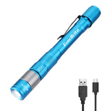 EverBrite Rechargeable 300 Lumen Zoomable LED Pen Light with Clip Blue