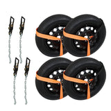 2 Inch x 96 Inch Car Tie Down Straps 4 Pack with Chain Anchors 3300 Lbs
