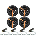 2 Inch x 96 Inch Car Tie Down Straps 4 Pack with Chain Anchors 3300 Lbs