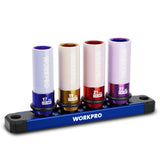WORKPRO 4-Piece 1/2 Inch Drive Thin-Wall Impact Lug Nut Socket Set 17-22mm