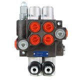 2 Spool Hydraulic Monoblock Control Valve Double Acting 11 GPM SAE Ports