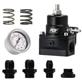 Adjustable Fuel Pressure Regulator 3-70 PSI with Gauge -6AN -8AN FPR88BK
