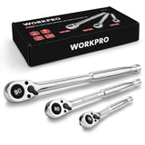WORKPRO 3-Piece Low-Profile 90-Tooth Ratchet Set W003150