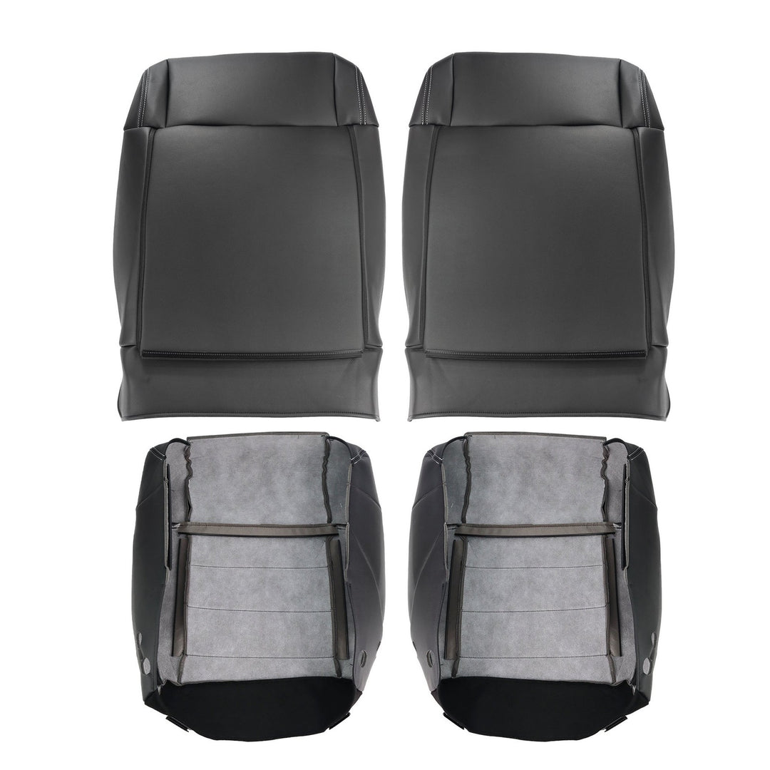Black Leather Front Seat Cover Set Top and Bottom for 2008-2012 Jeep Wrangler