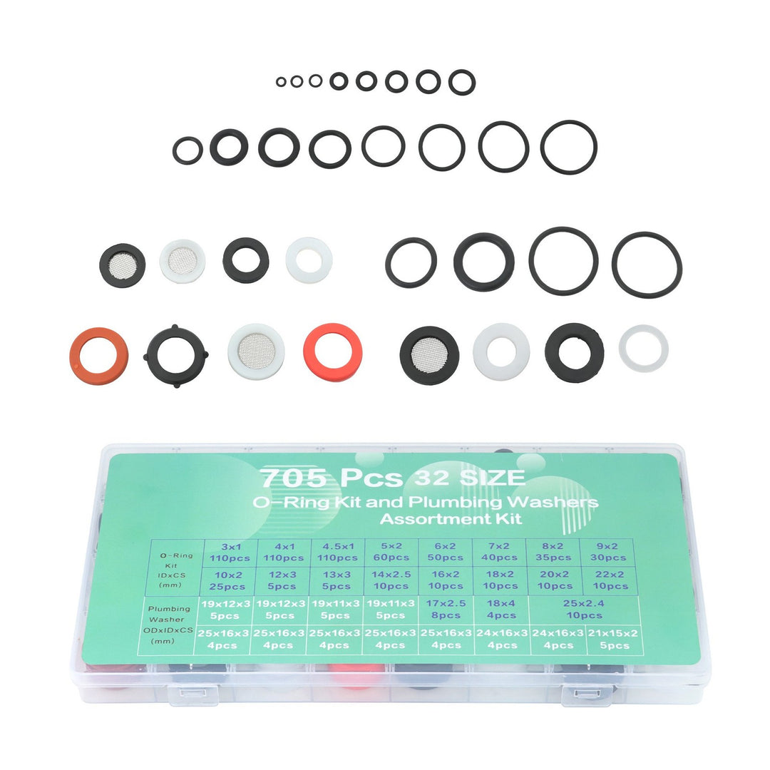 O-Ring and Sealing Washer Kit 705 Piece 32 Sizes