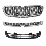 3-Piece Front Bumper Grille Set for 2014-2016 Chevrolet Malibu 22995179