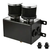 Dual Breather Baffled Oil Catch Can Reservoir 1.2L, Black Aluminum