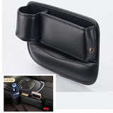 Black PU Leather Left Seat Gap Storage Box w/ Cup Holder For Car Seat Gap Filler – product image