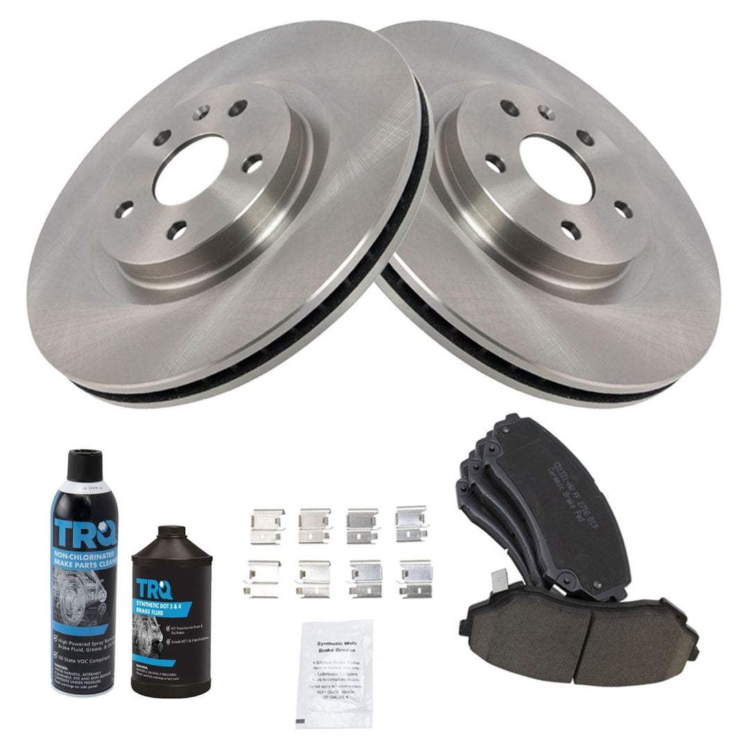 Front Ceramic Brake Pad & Rotor Kit with Fluid for 2008-2014 Cadillac CTS