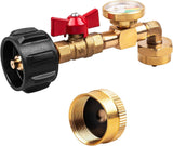 Propane Refill Elbow Adapter with Gauge for 1 lb Cylinders from 20 lb Tanks