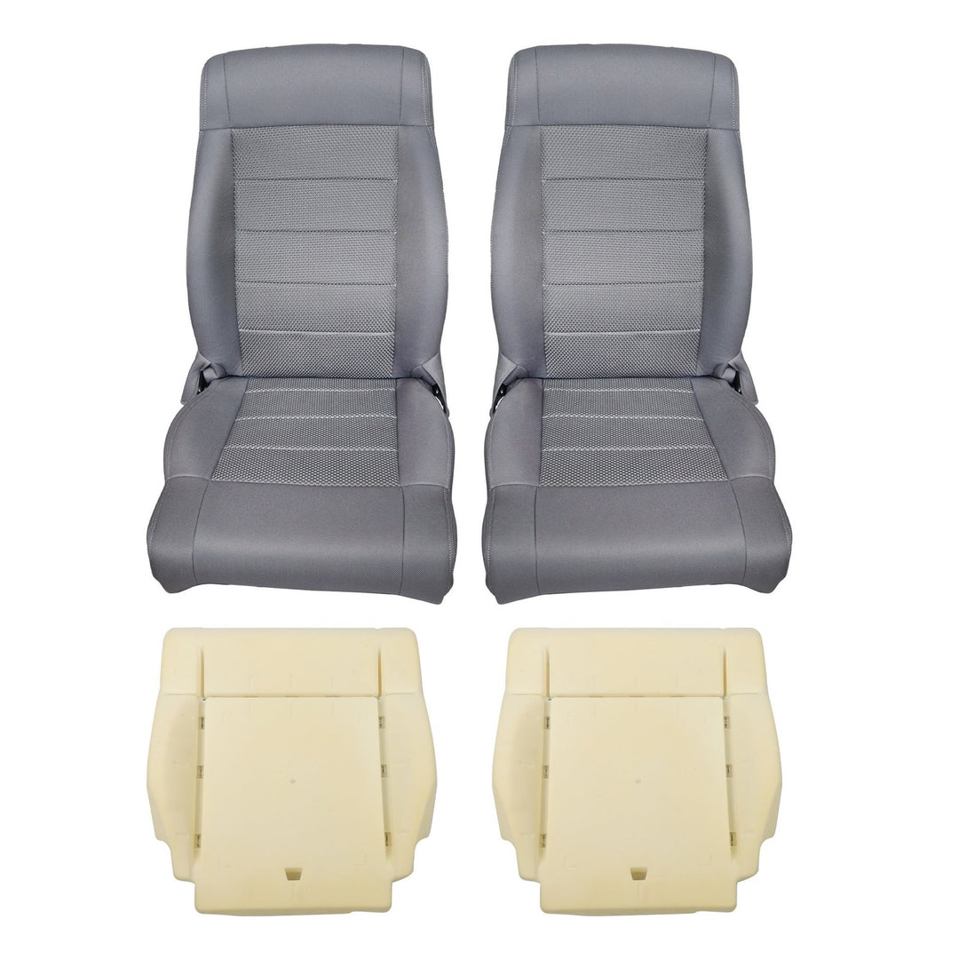 Gray Cloth Front Seat Cover Set with Bottom Foam for 2007-2010 Jeep Wrangler