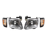 Fits 01-04 Tacoma Headlights with Signal Corner Lights 4 Pc Set Black Trim 6223-0001C4 - product image