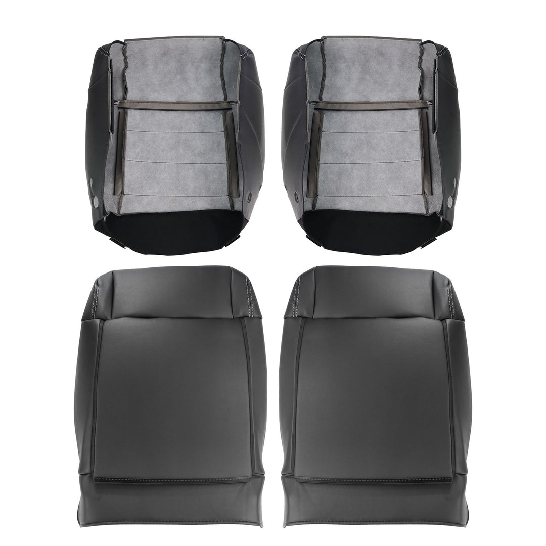Black Leather Front Seat Cover Set Top and Bottom for 2008-2012 Jeep Wrangler