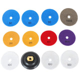 4 Inch Diamond Polishing Pad Set 12 Piece Wet Dry for Granite Concrete Marble