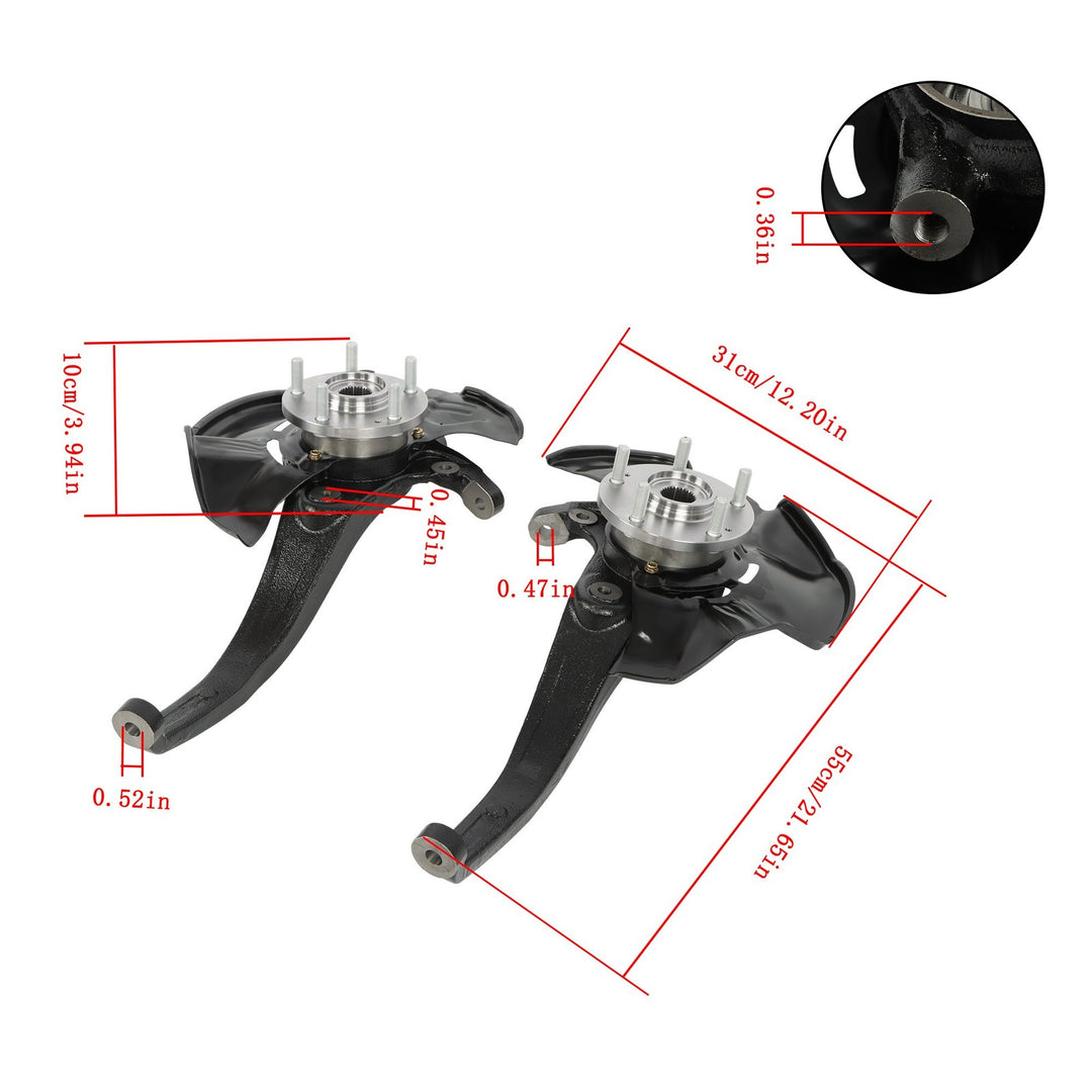 Front Steering Knuckle and Hub Assembly Pair for 2006-2010 Hyundai Sonata LK105 LK106
