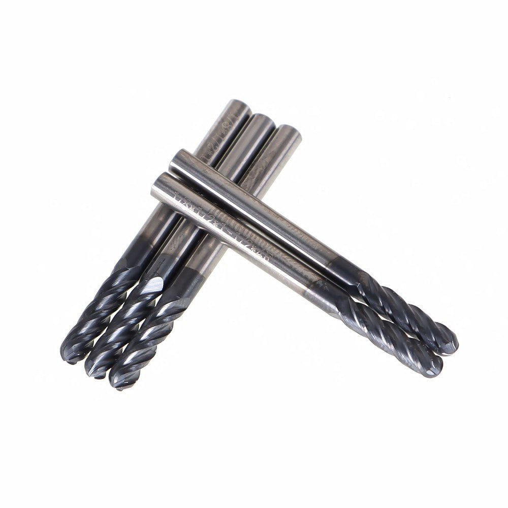1/8 Inch 4 Flute Ball Nose Carbide End Mill 5 Pack 1-1/2 Inch OAL