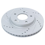 Front Drilled and Slotted Coated Brake Rotor Pair for Hyundai Elantra, Kona, Veloster and Kia Forte, Soul