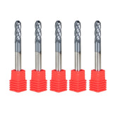 5-Piece 1/4 Inch Shank 4-Flute Ball Nose Carbide End Mill Set TiAlN Coated