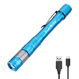 EverBrite Rechargeable 300 Lumen Zoomable LED Pen Light with Clip Blue