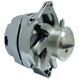 New 1 Wire High Performance Chrome 100 Amp Alternator 6G Pulley For Chevy & GMC PP7127-SECN – front view