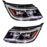 Halogen Headlight Pair with LED DRL Black for 2016-2019 Ford Explorer