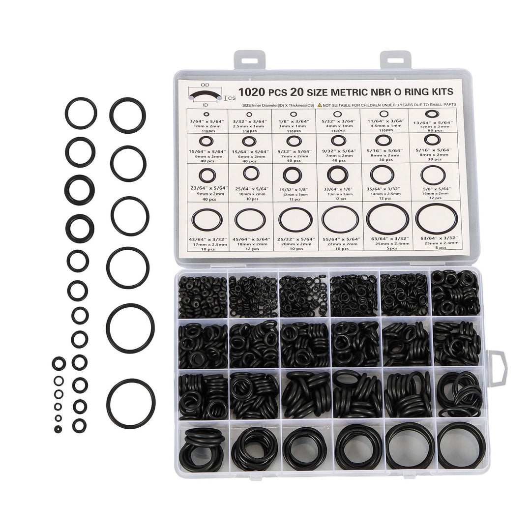 O-Ring Assortment 1020 Piece 20 Sizes NBR