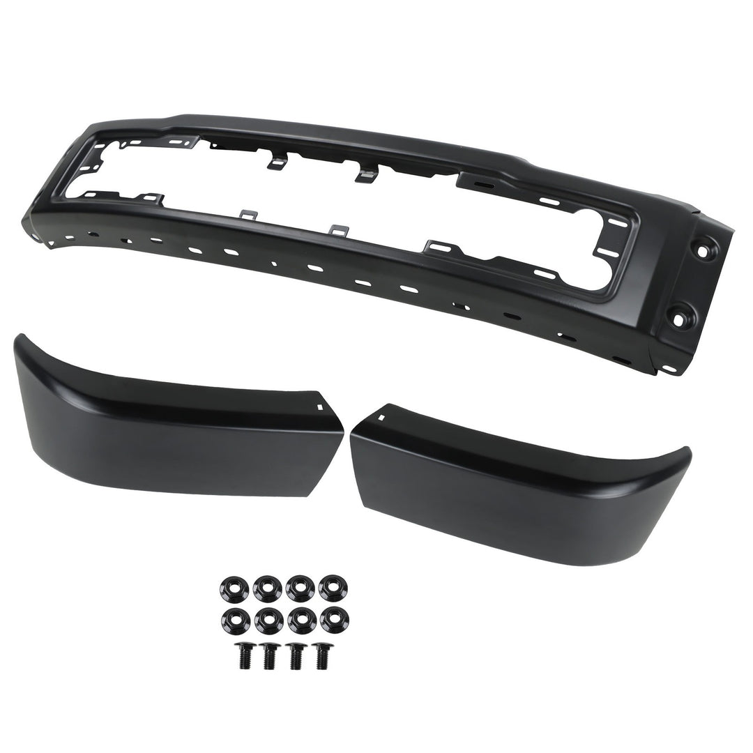Black Steel Split Front Bumper Face Bar for 2015-2017 Ford F-150 FO1002423
