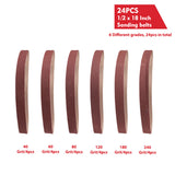 WORKPRO 24-Pack 1/2 x 18 in Sanding Belts, 40 to 240 Grit