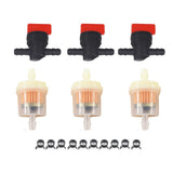 3-Kit 1/4 in Inline Fuel Filter and Shut Off Valve Set for Lawn Mowers