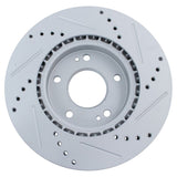 Front Drilled and Slotted Coated Brake Rotor Pair for Hyundai Elantra, Kona, Veloster and Kia Forte, Soul