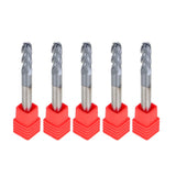 5-Piece 1/4 Inch Shank 4-Flute Ball Nose Carbide End Mill Set TiAlN Coated
