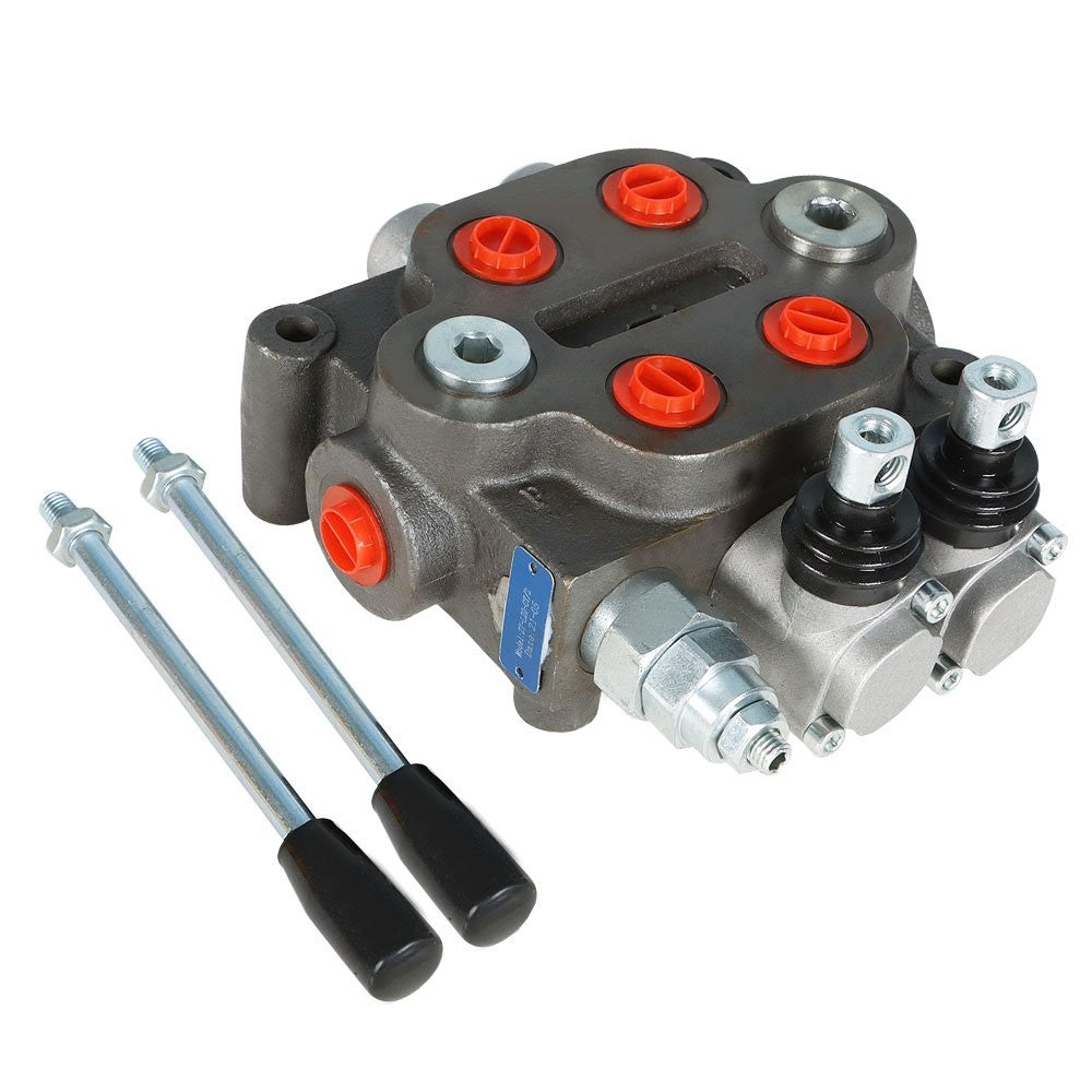 2 Spool Hydraulic Directional Control Valve 25 GPM 3000 PSI BSPP Ports