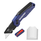 WORKPRO Blue Folding Utility Knife with 13 Extra Blades