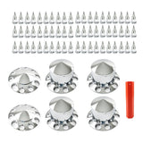 Chrome Spiked Semi Truck Axle Hub Cover Kit 33 mm Front and Rear